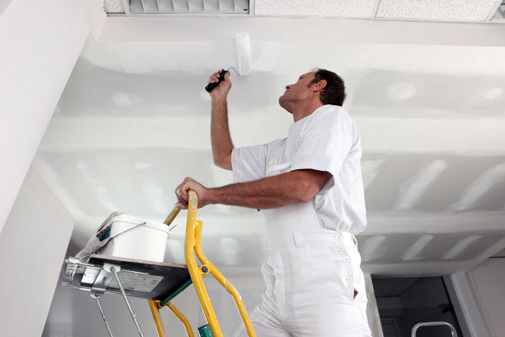 A picture of a pro painting a roof the right way