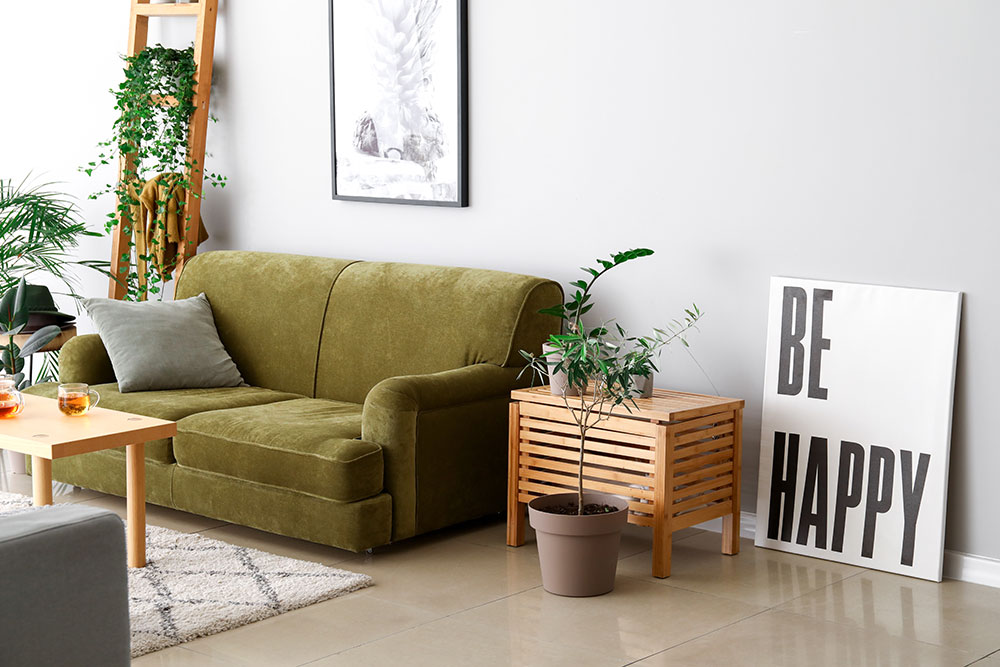 living room with sustainable materials