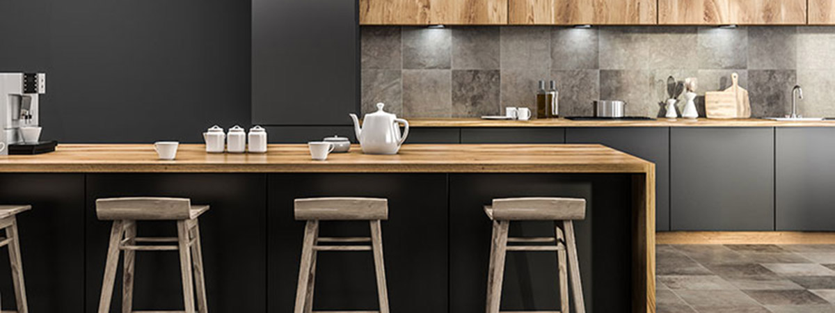 Dark cabinets in kitchen