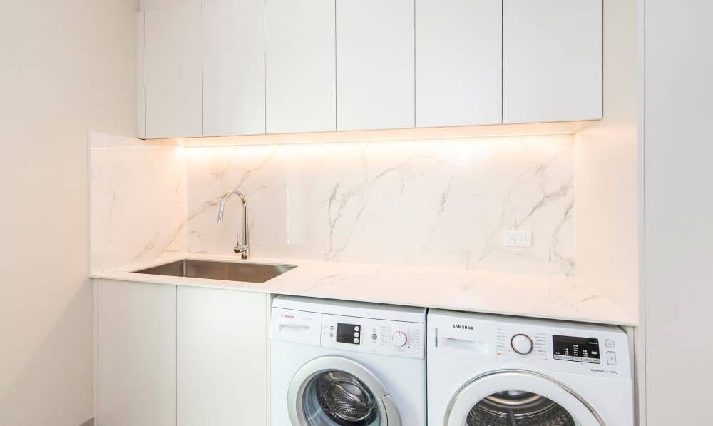 Laundry room with ambient light. 